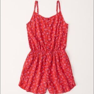 Abercrombie Kids Girls’ Red Floral Romper
